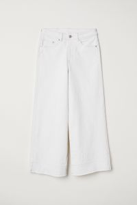 white denim culottes high waist