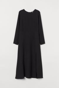 Slit-front dress - Black| H&M CN