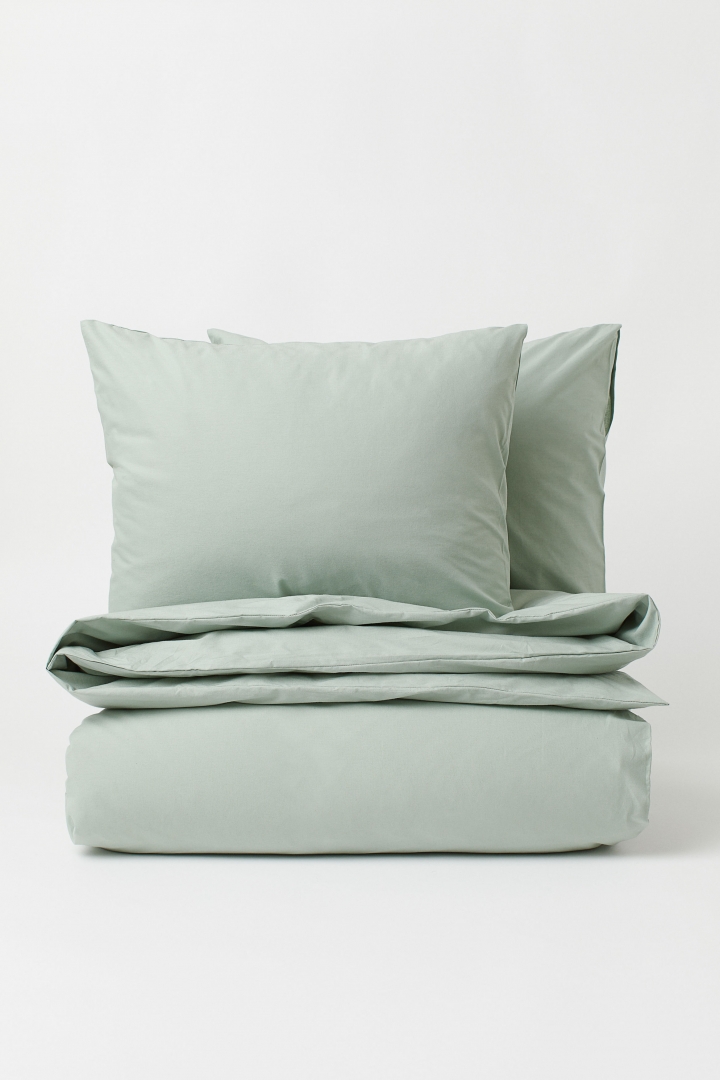 Cotton Duvet Cover Set Sage Green H M Cn