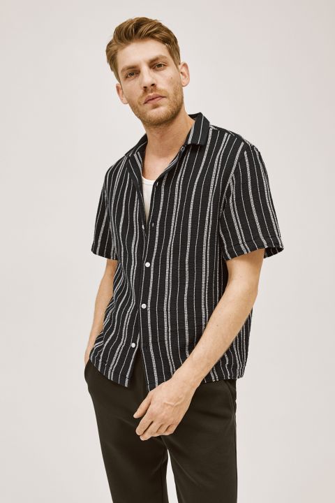 Regular Fit Lace Resort Shirt - Black - Men