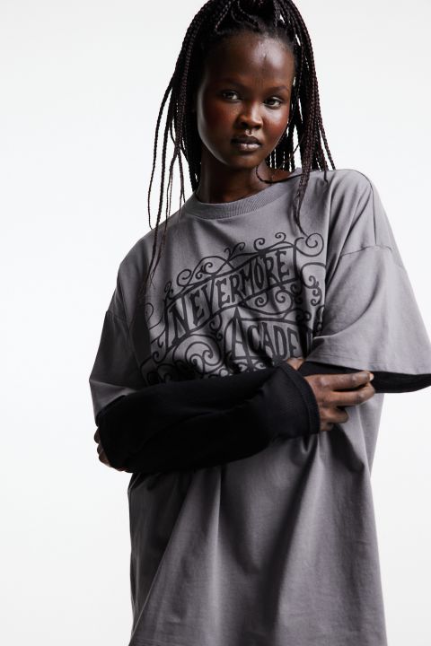 Oversized printed T-shirt - Dark grey/Wham!| H&M CN