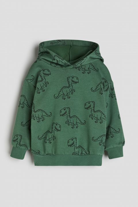 Washed-look printed hoodie - Light brown| H&M CN