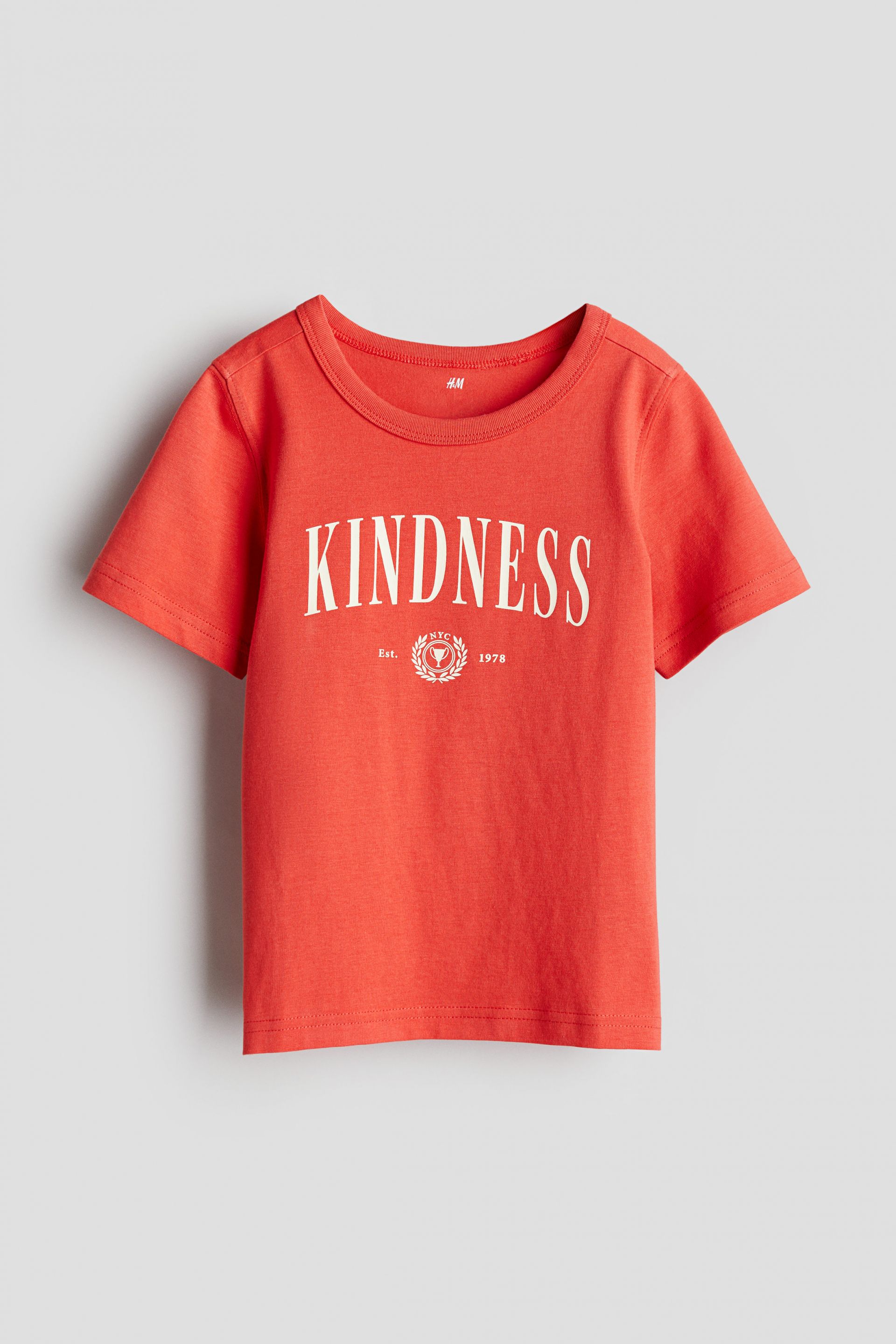 Cotton jersey T-shirt - Light red/Kindness| H&M CN