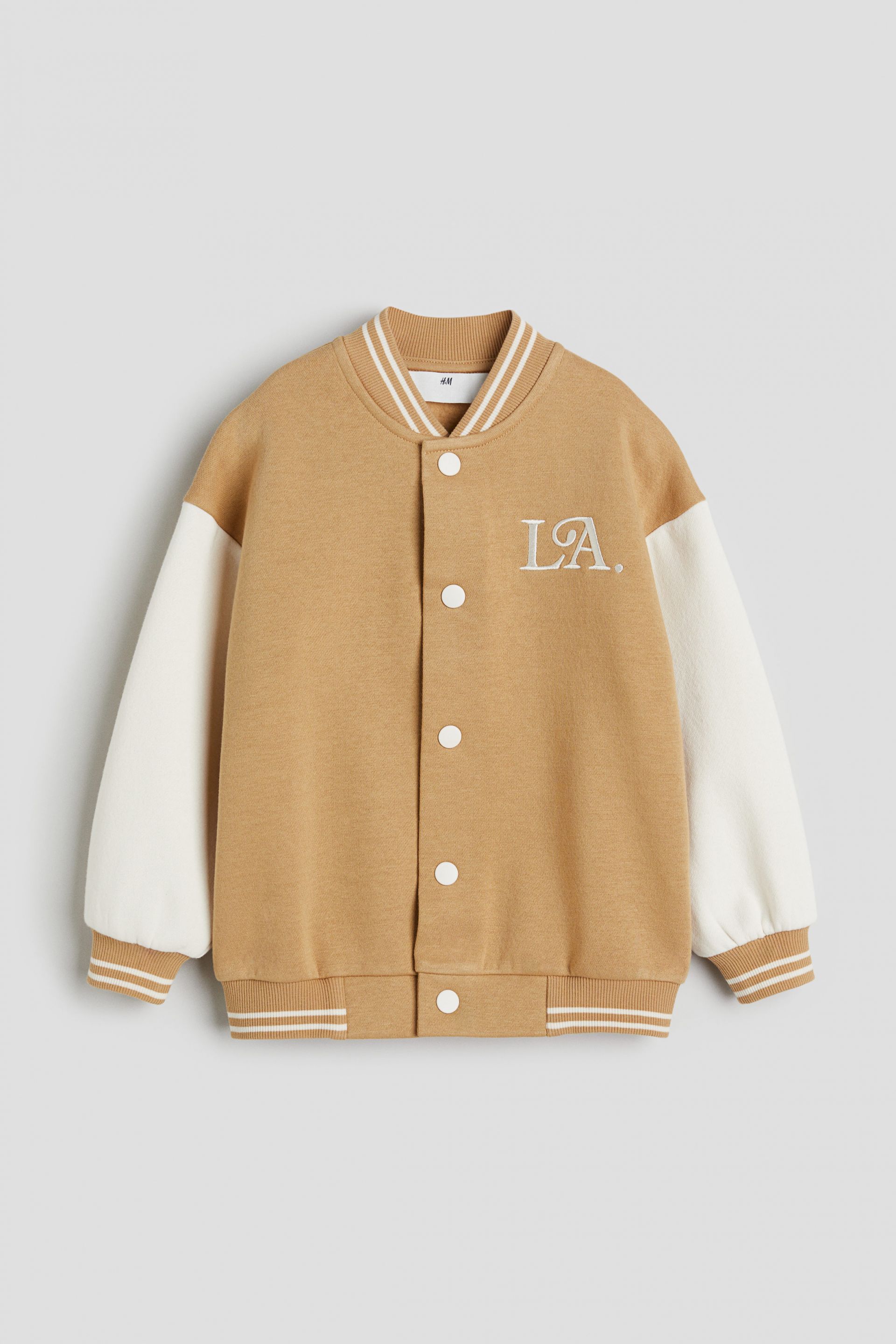 Block-coloured baseball jacket - Beige/LA| H&M CN