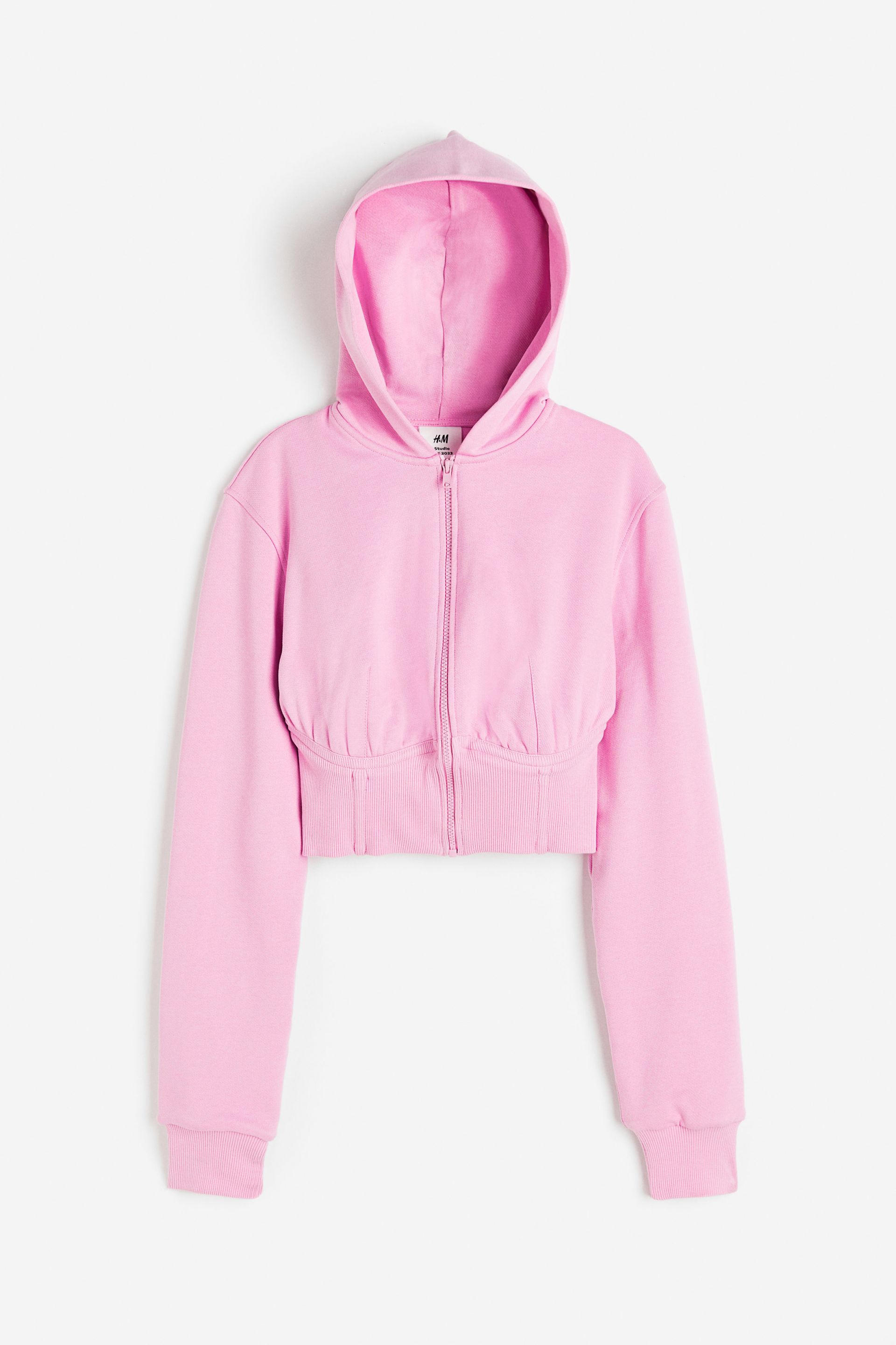 Cropped zip through hoodie Light pink H M CN