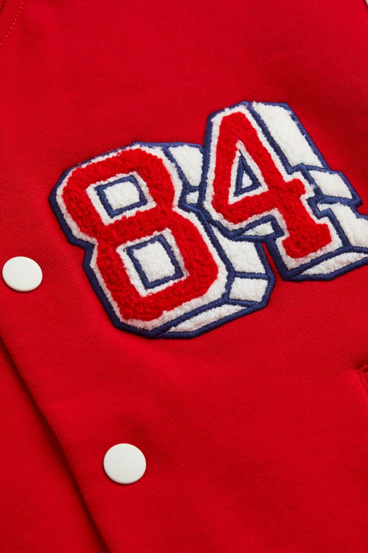 Appliquéd baseball jacket - Red/Los Angeles| H&M CN