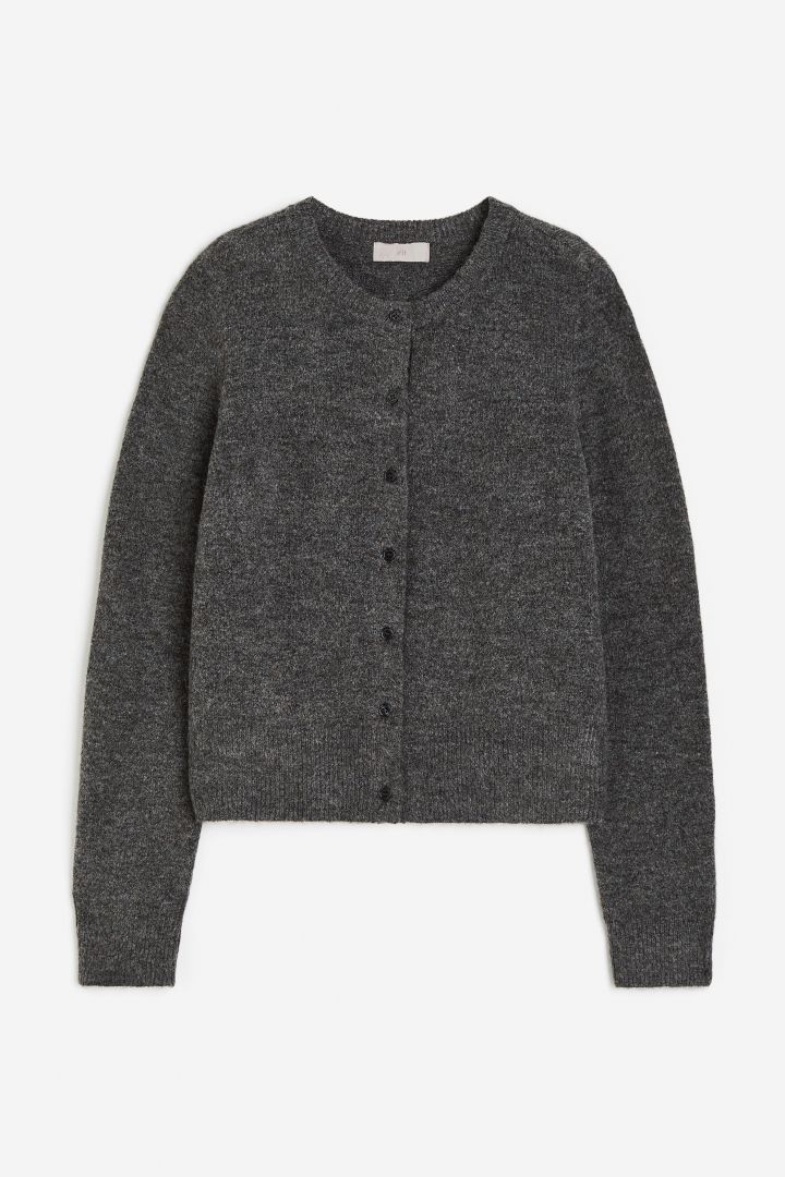 Knitted cardigan - Dark grey marl| H&M CN