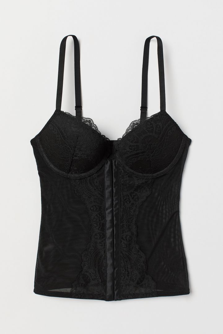 Corset with a push-up bra - Black