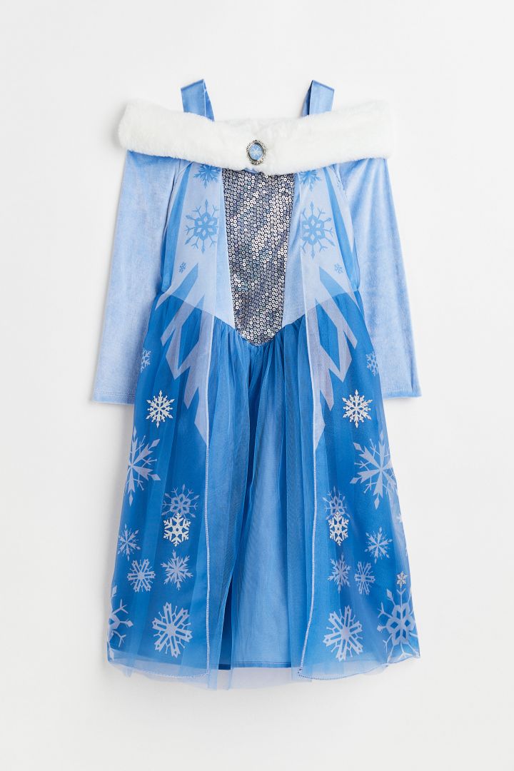 Disney Frozen Elsa Printed Leggins HM H&M Blue Size 3-4 , 8-9 Years Glitter  NWT
