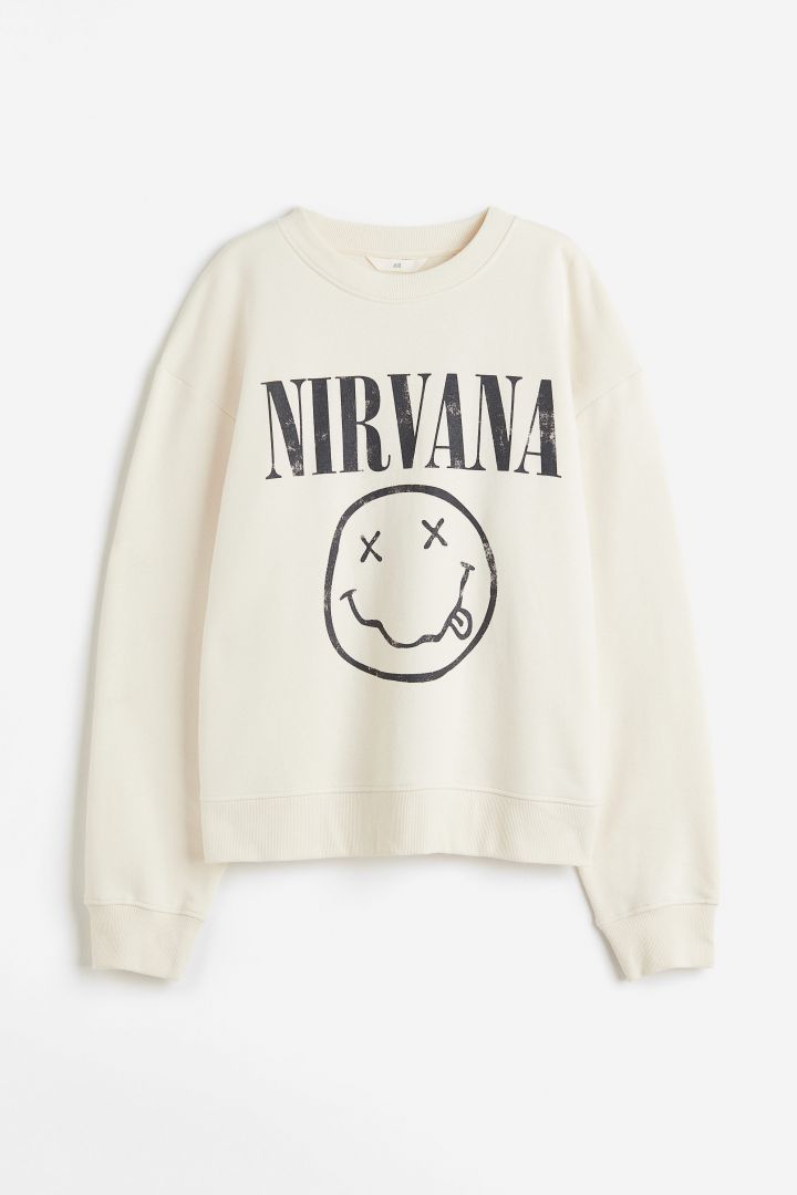 Nirvana Smiley Motif Oversized Sweatshirt