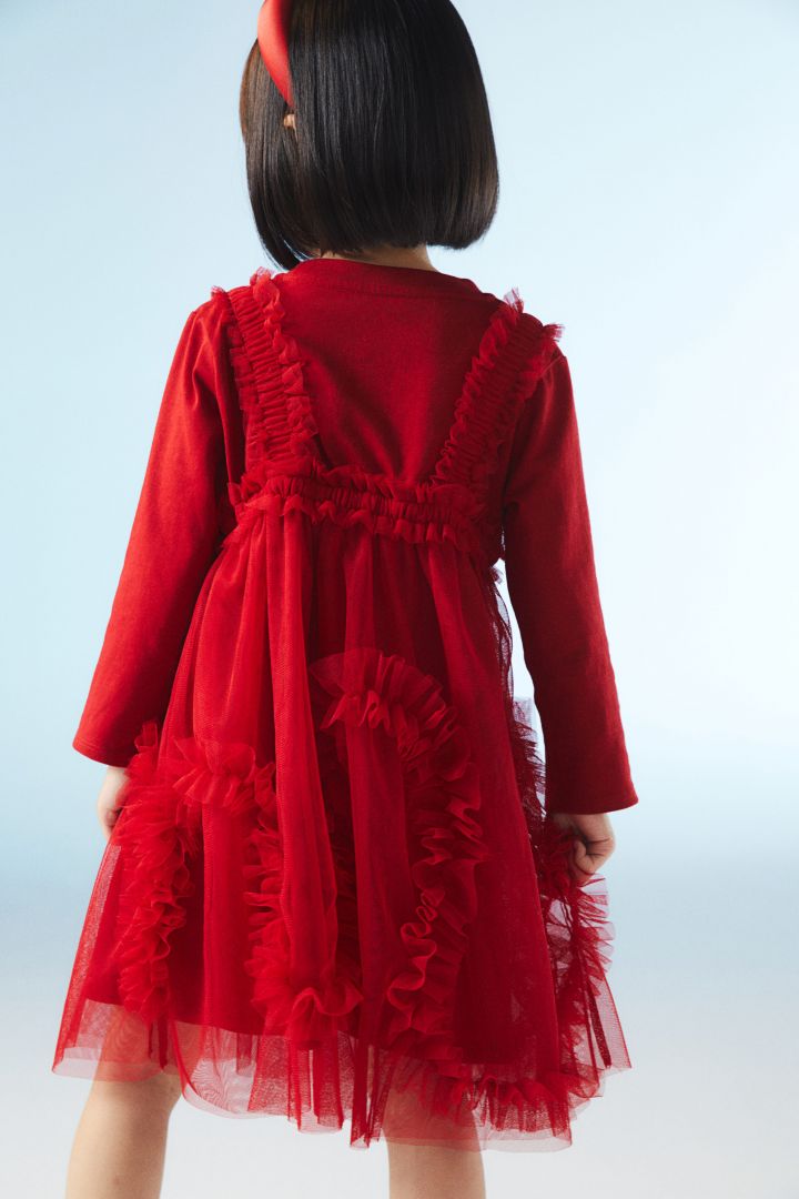 Mini Red Tulle Dress, Tulle Dress, Red Corset Tulle Dress, Tutu Dress,  Layered Dress, Flared Ruffle Dress, Mini Dress, Furbelow Dress -   Singapore