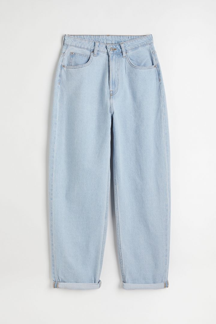 90s Baggy Ultra High Waist Jeans - Light denim blue