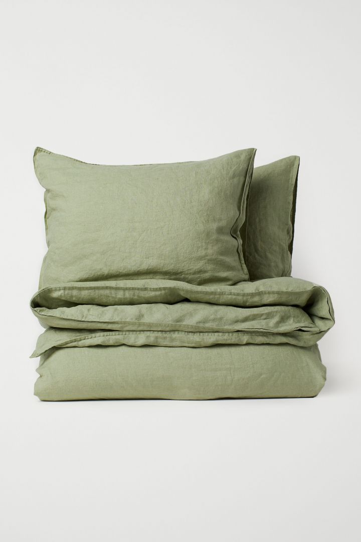 green washed linen duvet cover