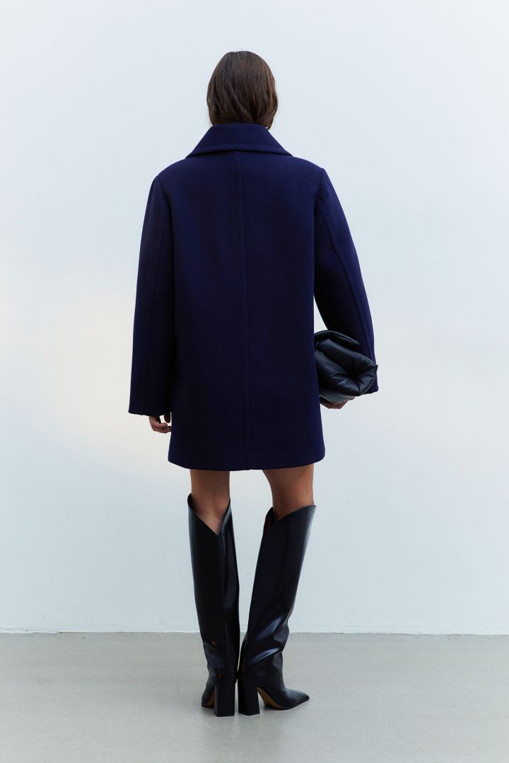 H&m navy clearance coat