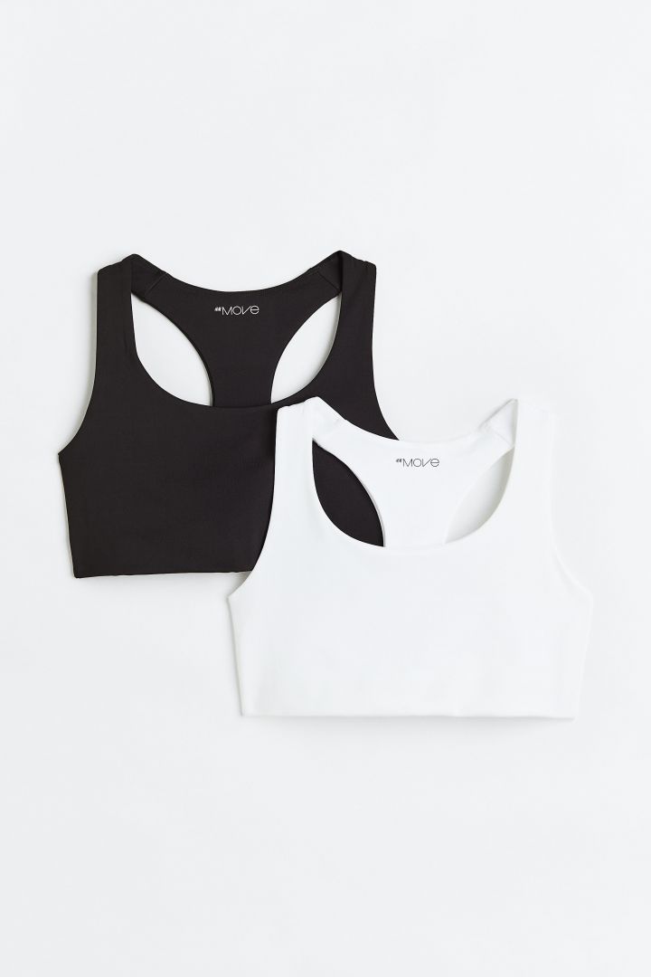 2-pack Medium Support Sports bras - Black/White