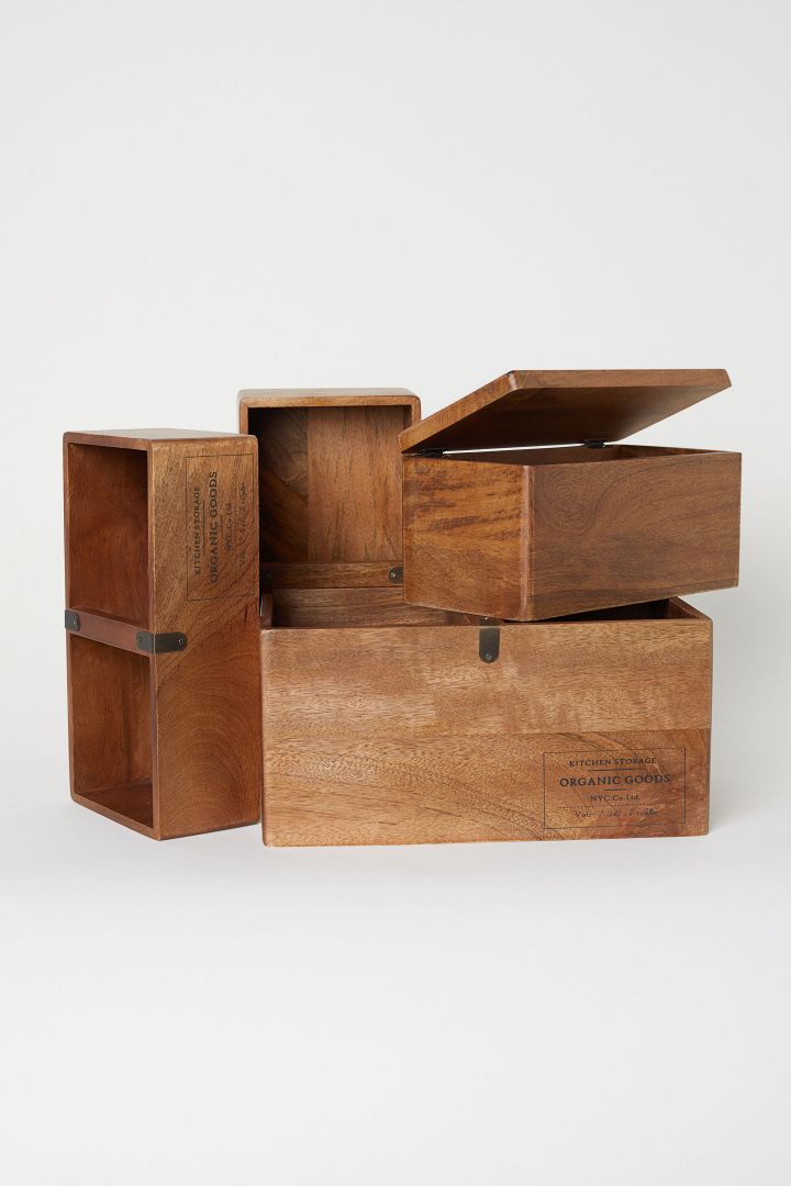 Wooden storage box - Beige/Mango wood