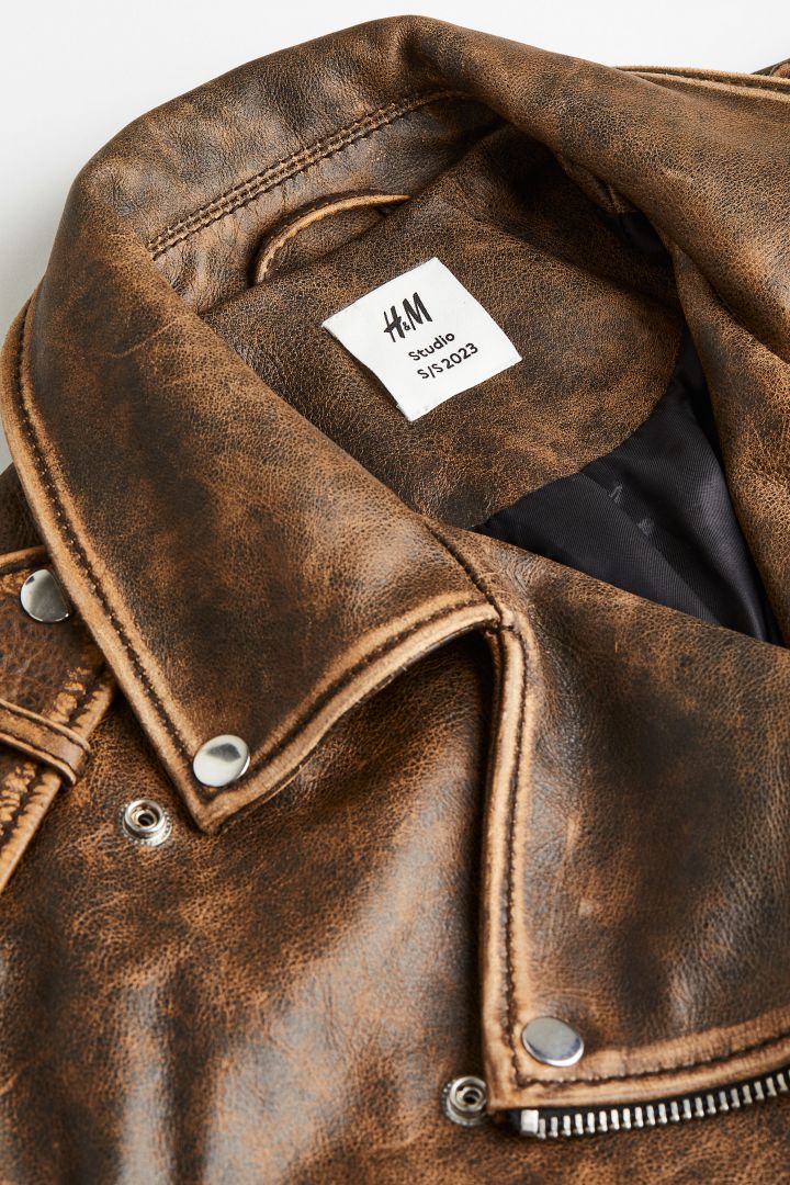 H&m brown 2025 leather jacket