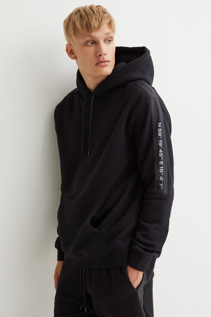 Sleeve Panel-detail Hoodie - Black - Men