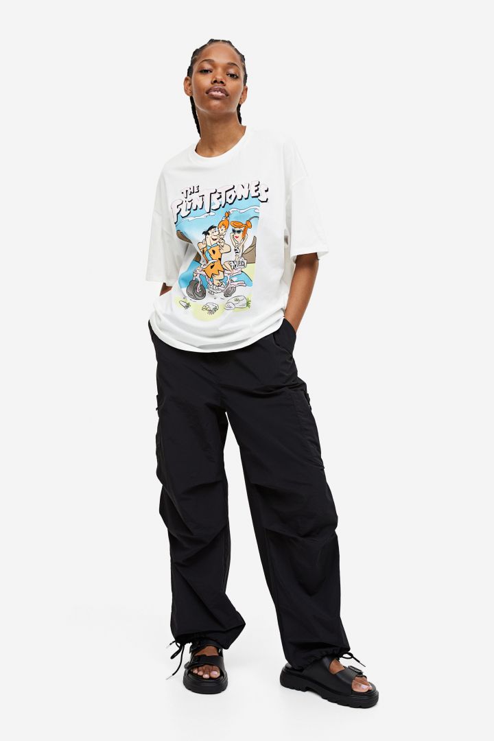 ASOS DESIGN oversized t-shirt in off white with hot dog back & chest print