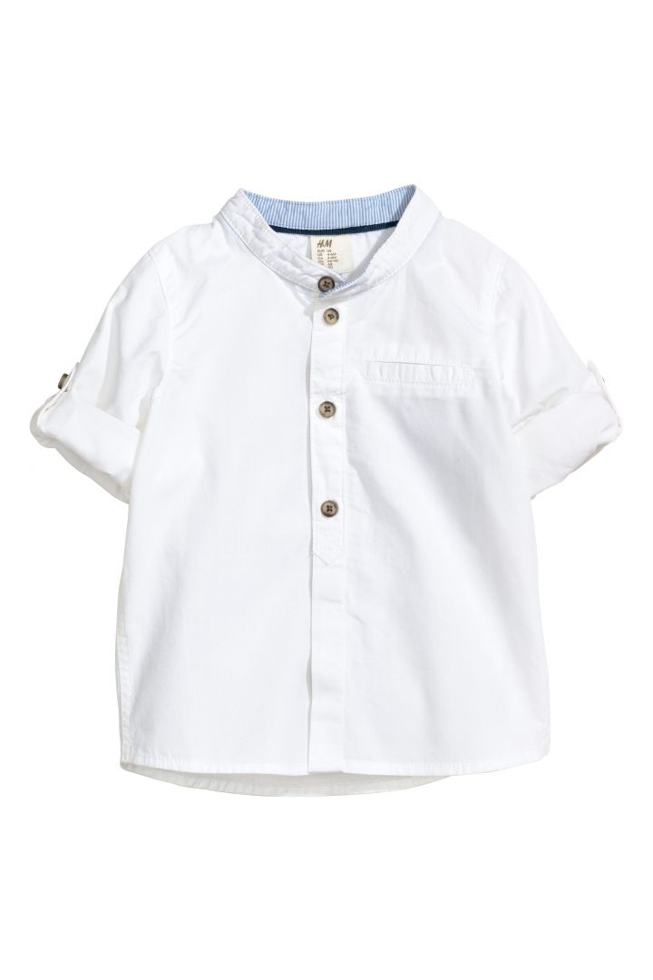Grandad collar shirt - White| H☀M CN