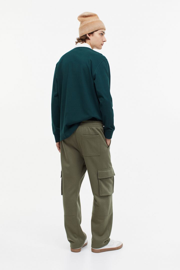 Relaxed Fit Cargo Pants - Dark khaki green - Men