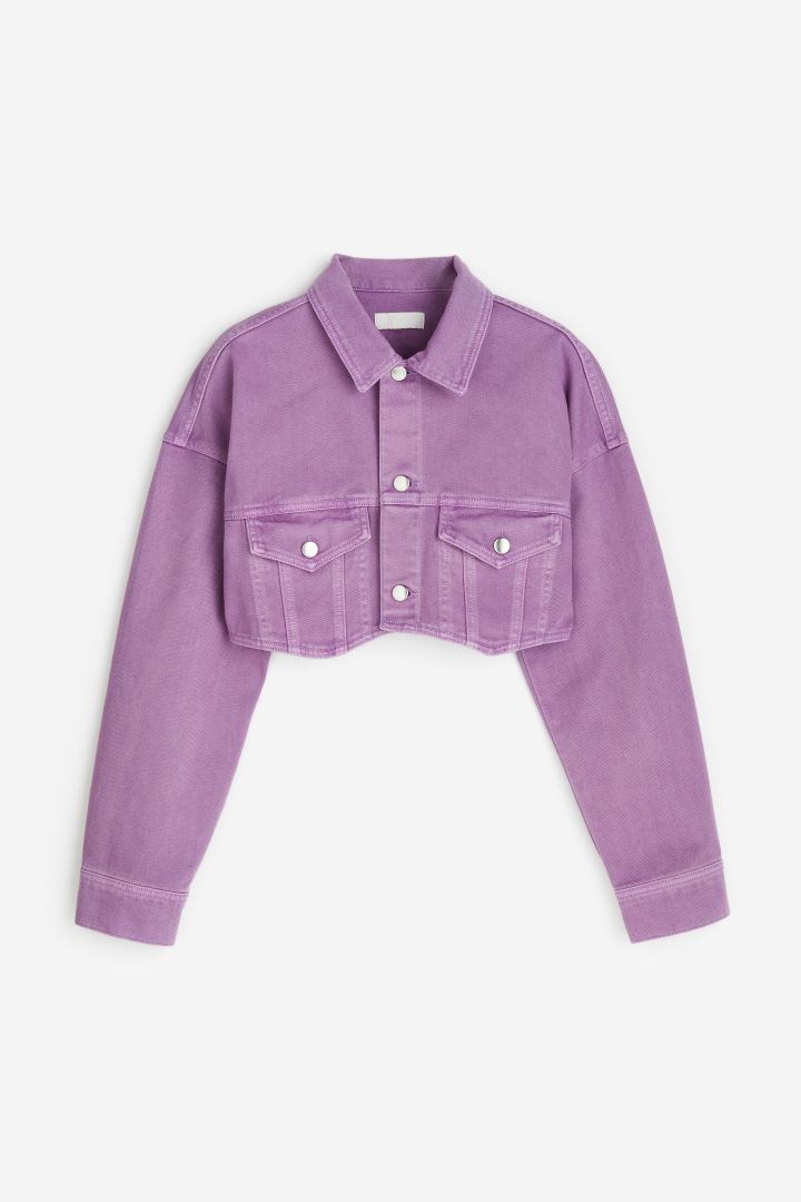 lilac denim jacket cropped