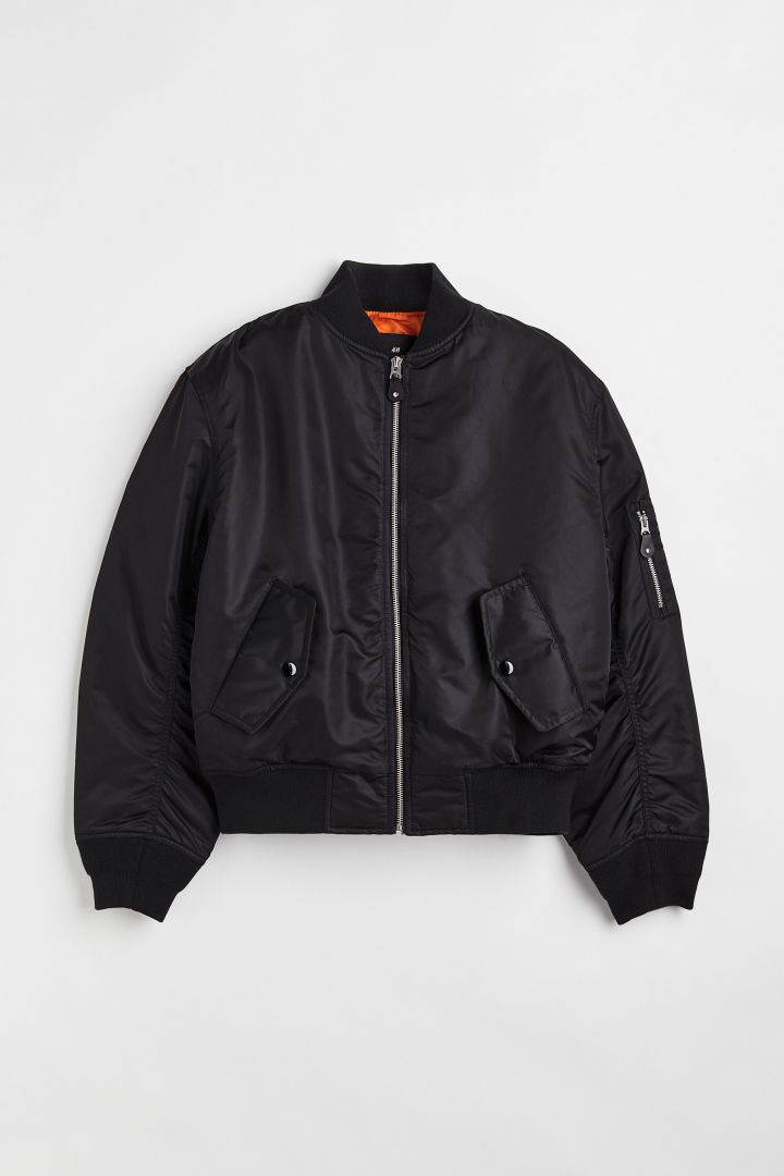 Relaxed Fit Bomber jacket - Black| H&M CN