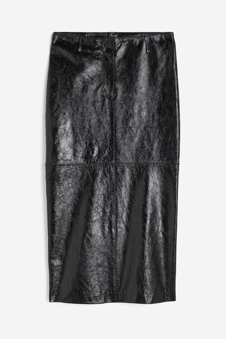 H&m black 2025 leather pencil skirt