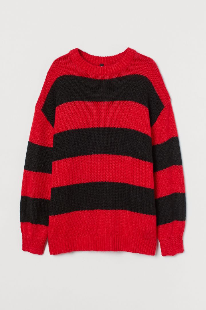 h&m red and black striped shirt