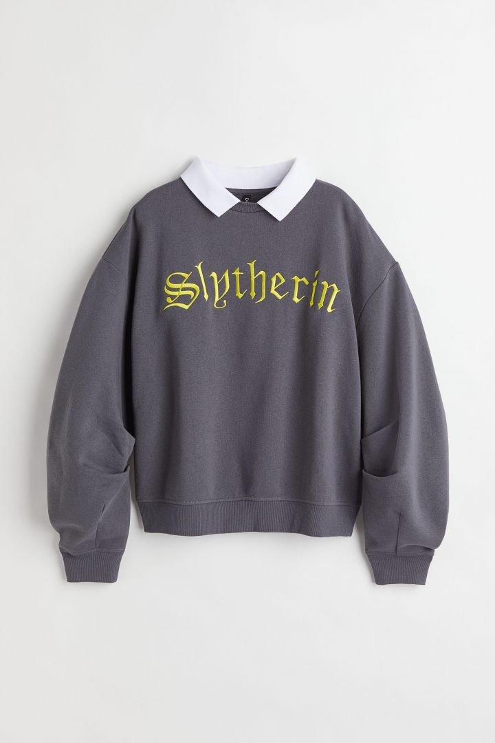 Slytherin sweatshirt with collar sale