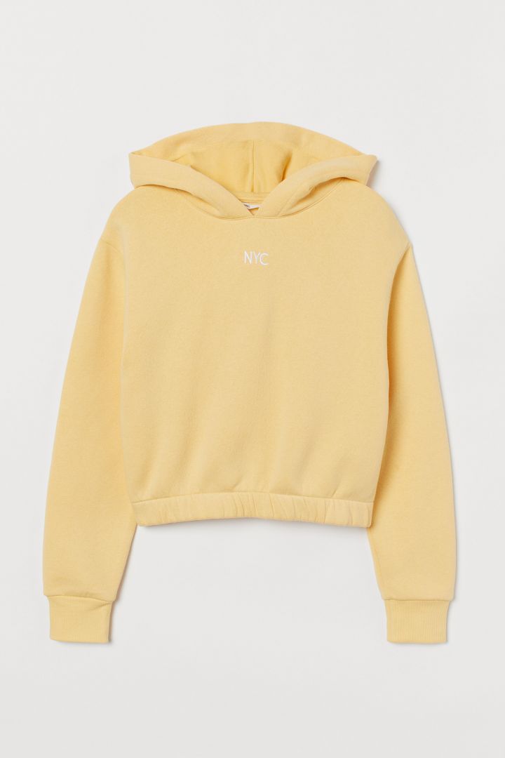 yellow cropped hoodie h&m