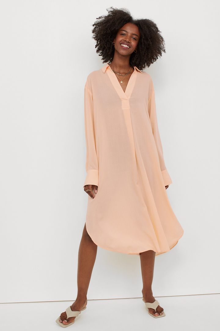 lyocell blend shirt dress h&m