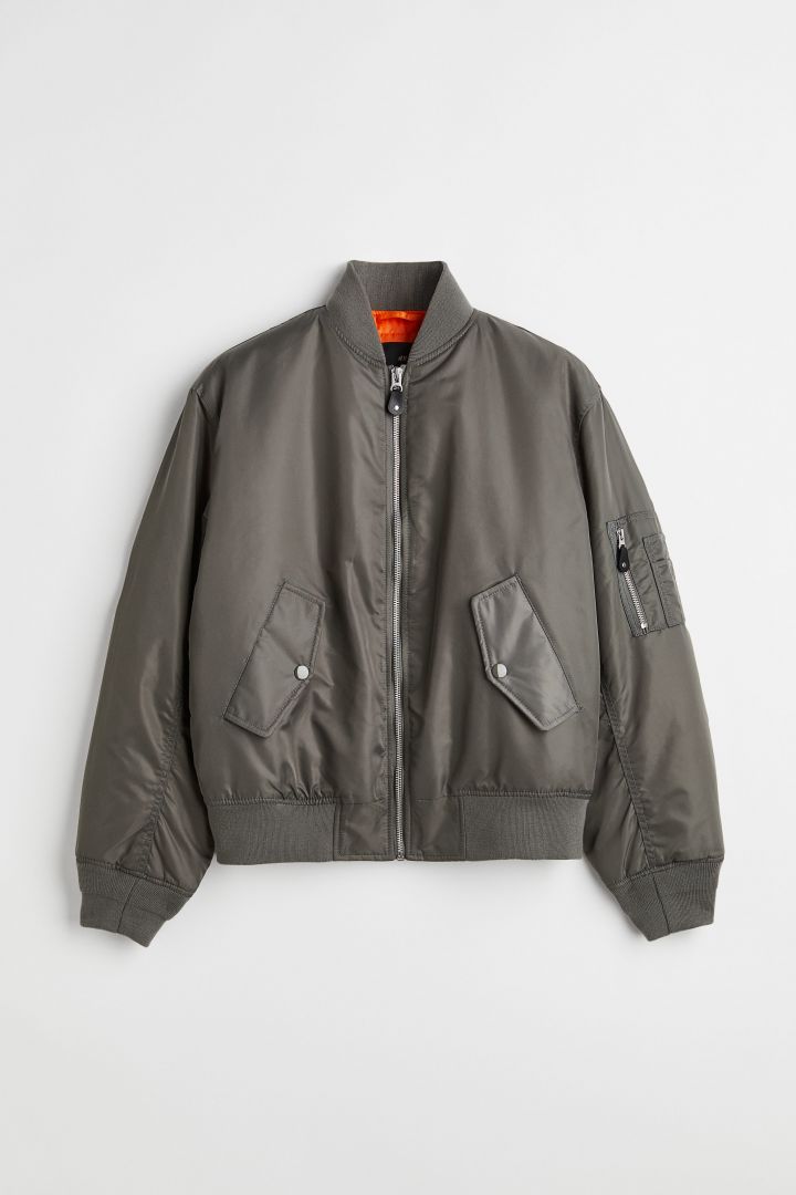 Relaxed Fit Bomber jacket - Dark khaki green| H&M CN