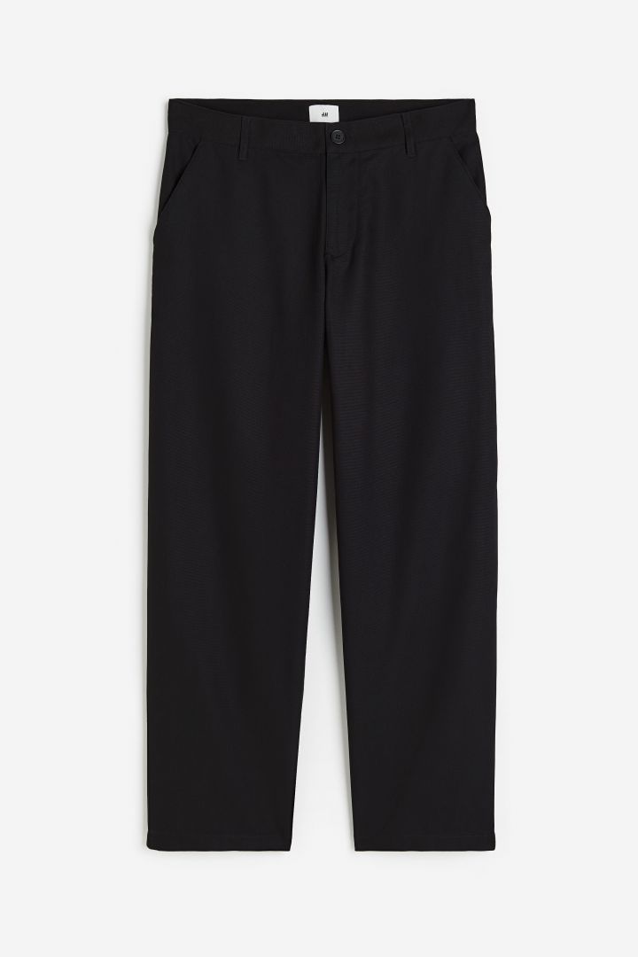 Loose Fit Cotton chinos - Black| H&M CN