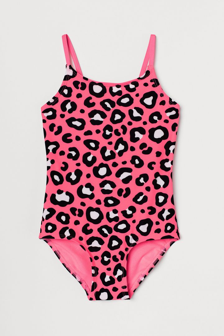 pink leopard print one piece swimsuit