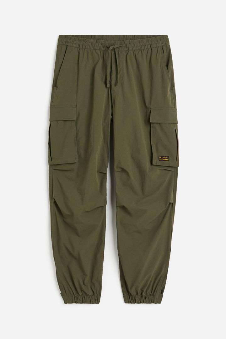 Relaxed Fit Nylon cargo joggers - Khaki green| H&M CN