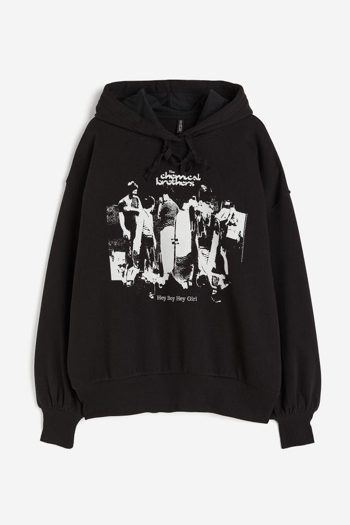 Oversized print-motif hoodie - Black/The Chemical Brothers| H&M CN