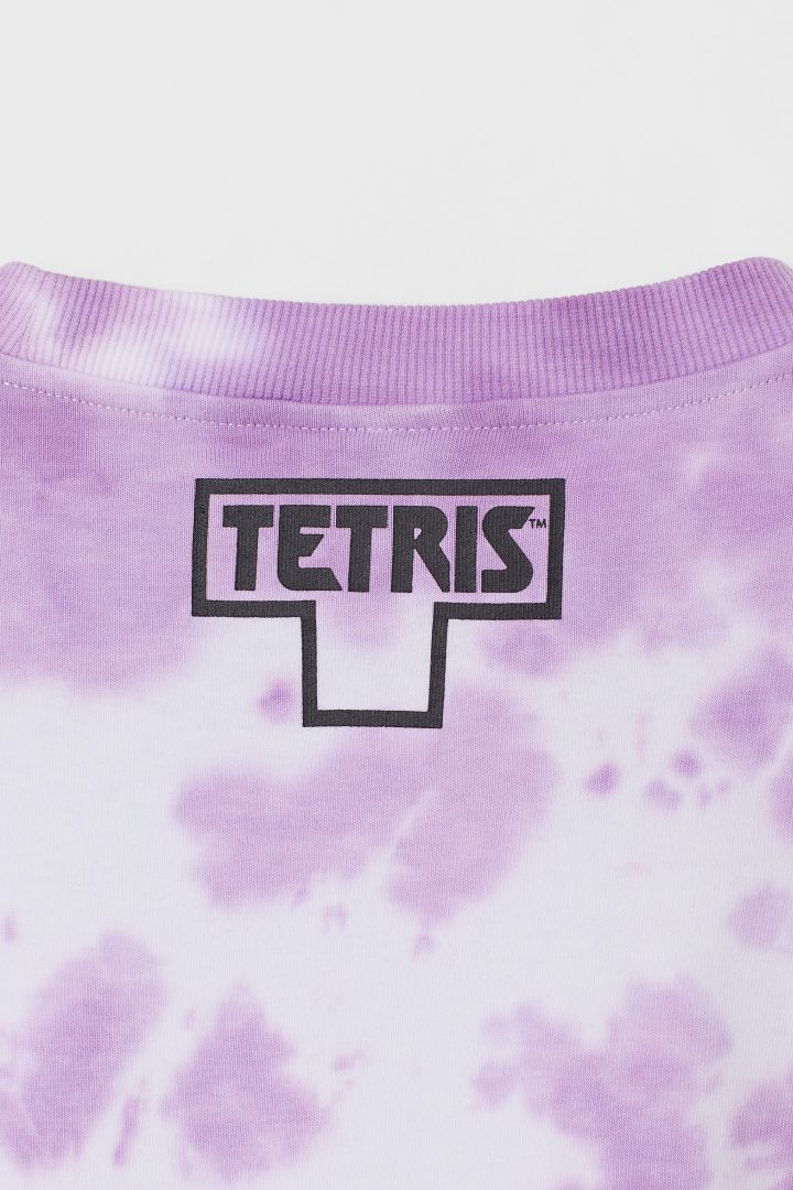 Oversized tie-dye jersey top - Purple/Tetris| H&M CN