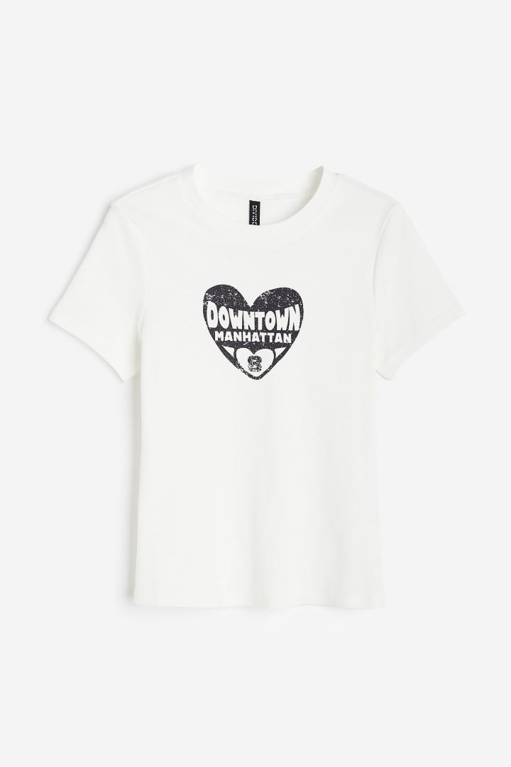 Fitted Cotton Top - White/Downtown Manhattan - Ladies