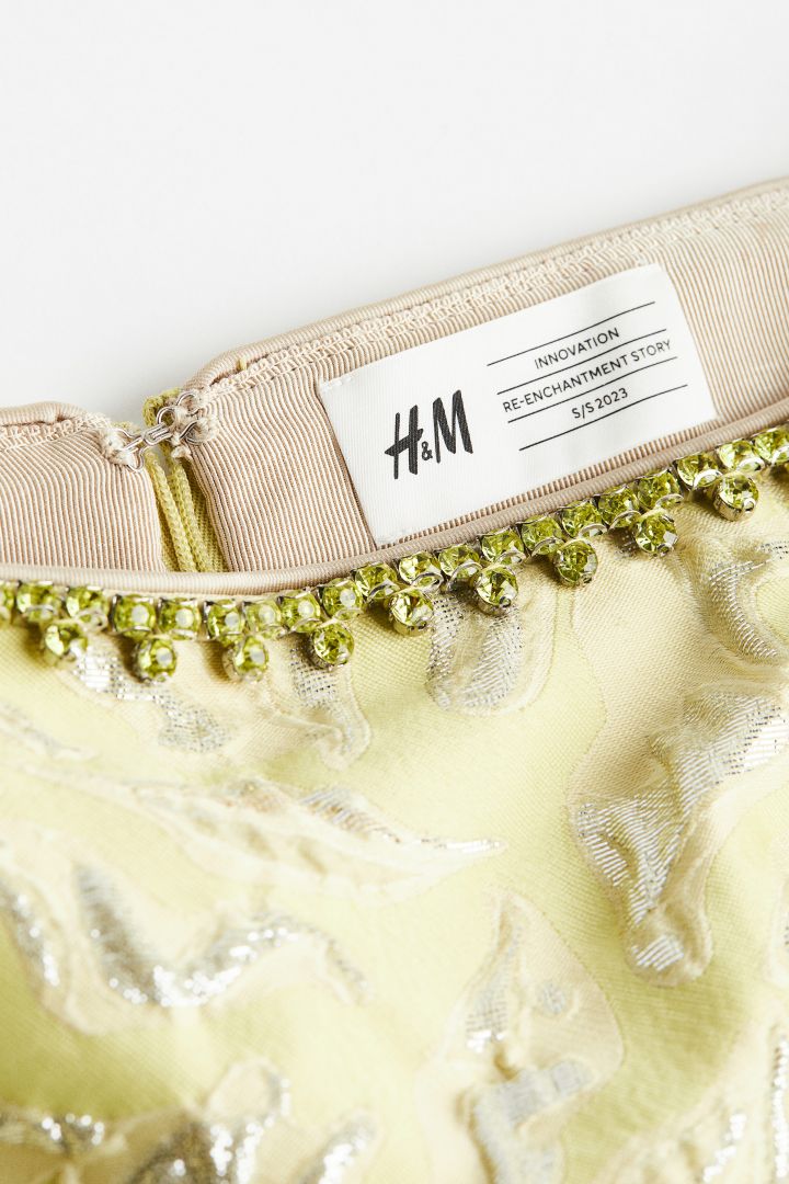Glittery jacquard-weave A-line skirt - Light yellow/Patterned| Hu0026M CN