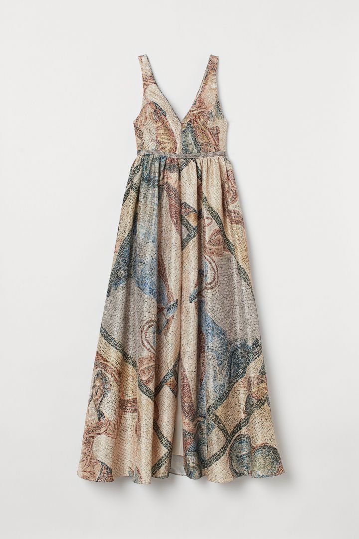 h&m mosaic patterned silk dress