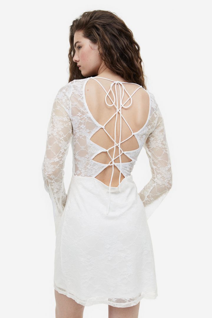 H&m cream lace clearance dress