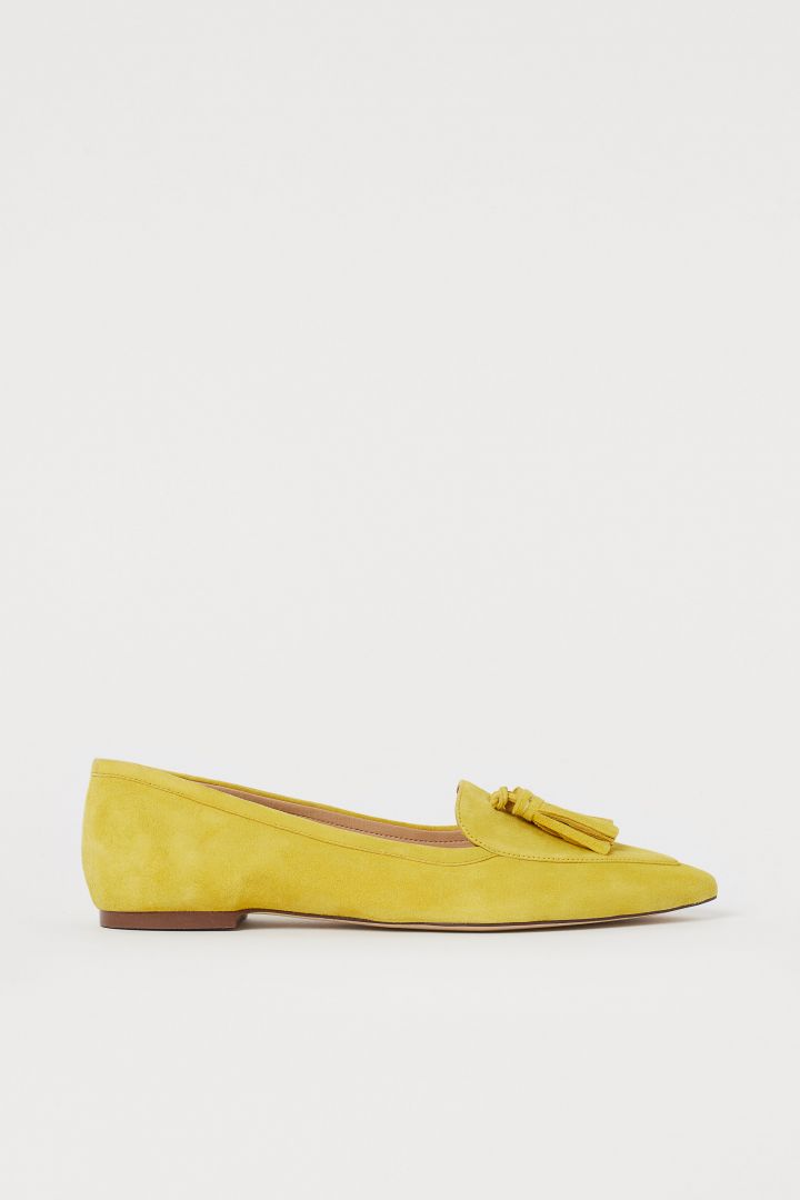 yellow suede loafers womens