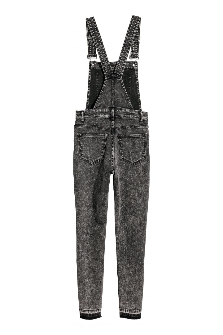 washed black denim dungarees