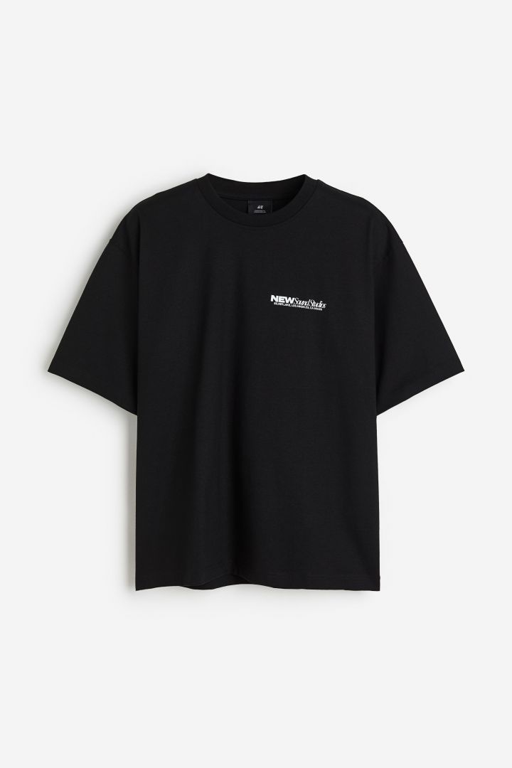 Oversized Fit Printed T-shirt - Black/New Sound| H&M CN