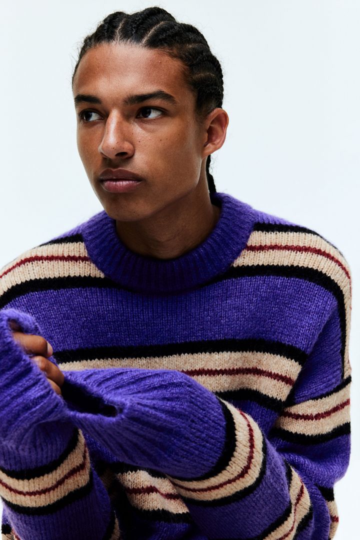 Black and clearance purple striped sweater