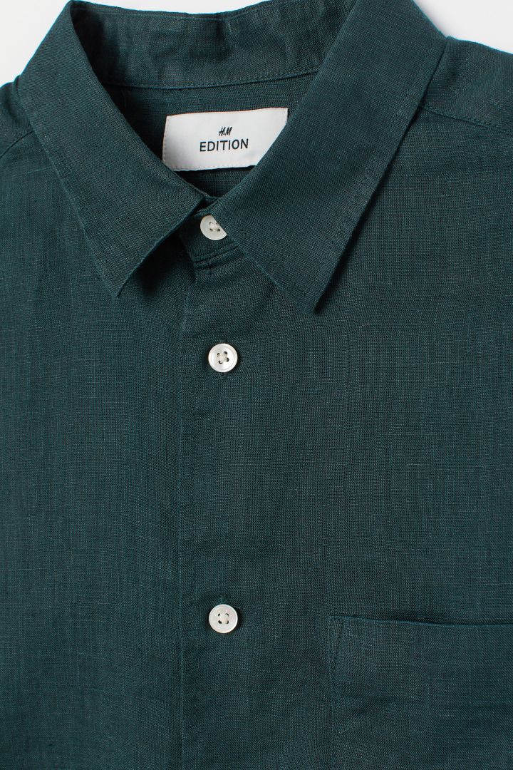 dark green linen shirt