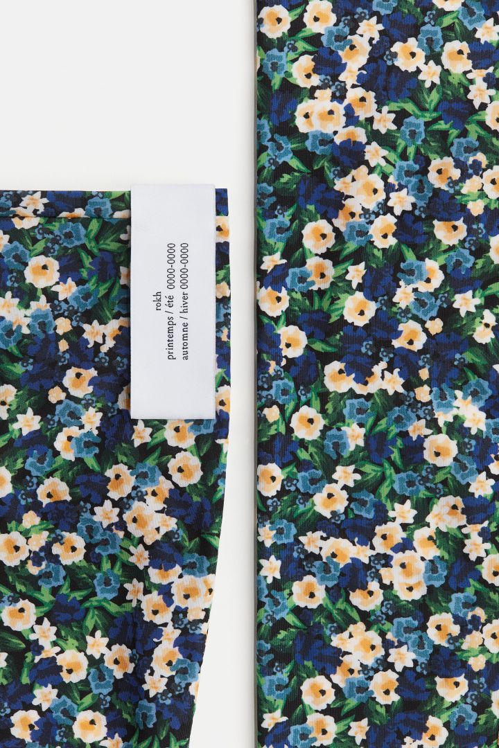 Long floral-printed gloves - Bright blue/Floral| H&M CN