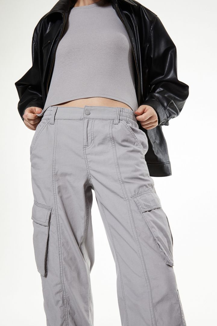 Canvas cargo trousers - Light grey