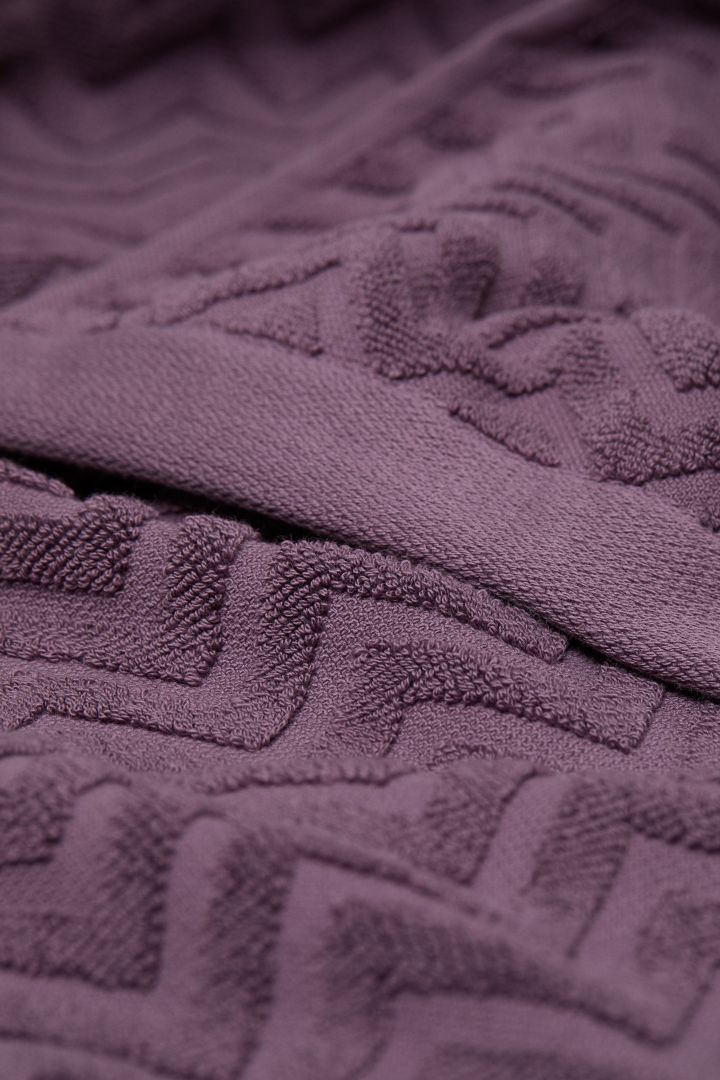 purple patterned bath towels